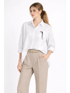 Рубашка белая хлопковая свободного кроя классическая